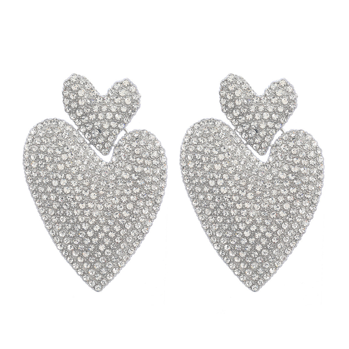 Wholesale Colored Diamond Love Multi-layer Alloy Diamond Boho Style Earrings